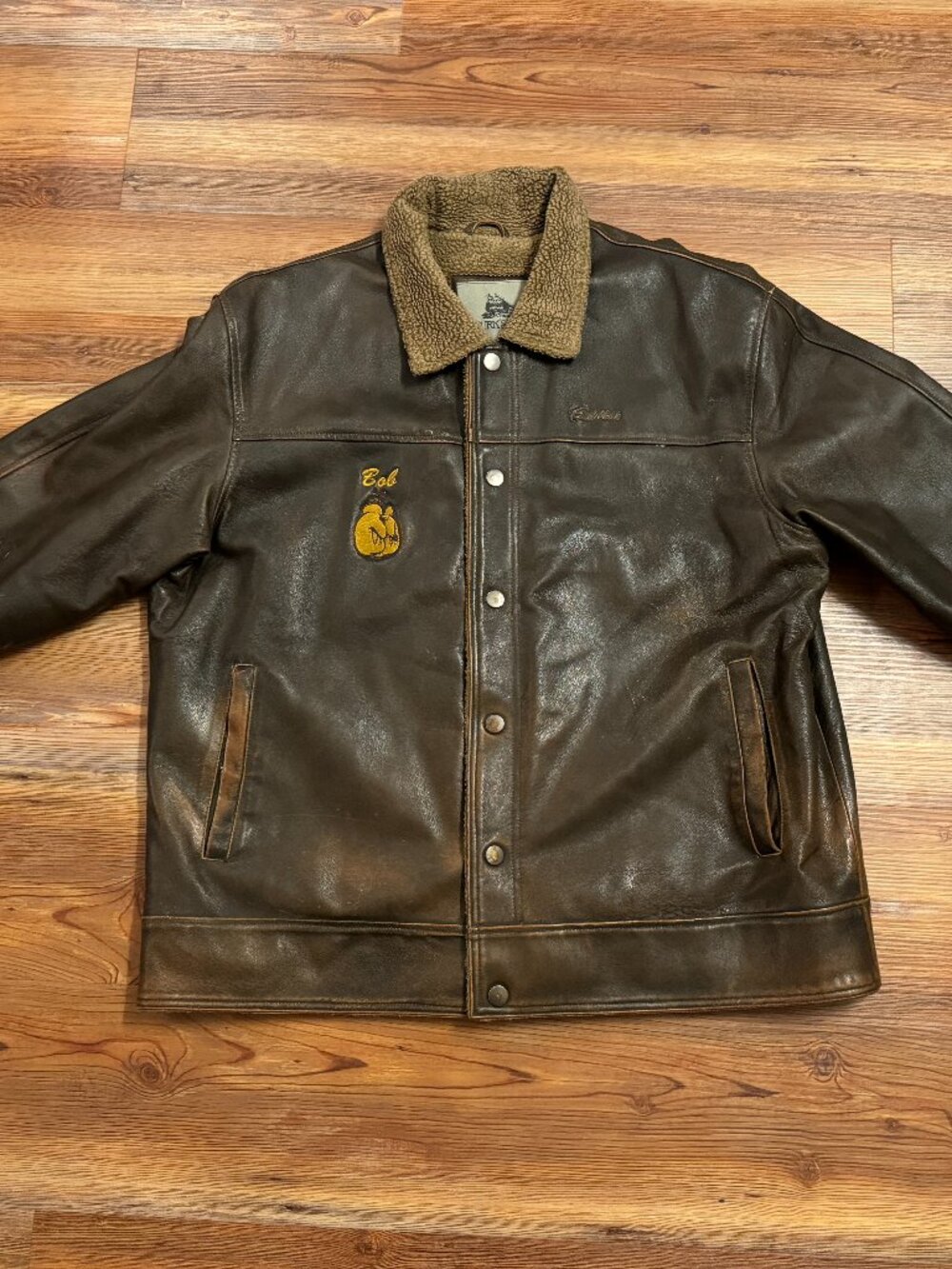 Golden Glove - Leather Jackets - Embroidered Logos On Front And Back - Large